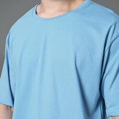 SKY BLUE  DROP SHOULDER TEES  (100% Cotton) Export Quality