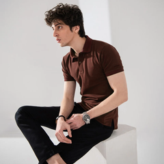 Brown Pique Polo t-shirt