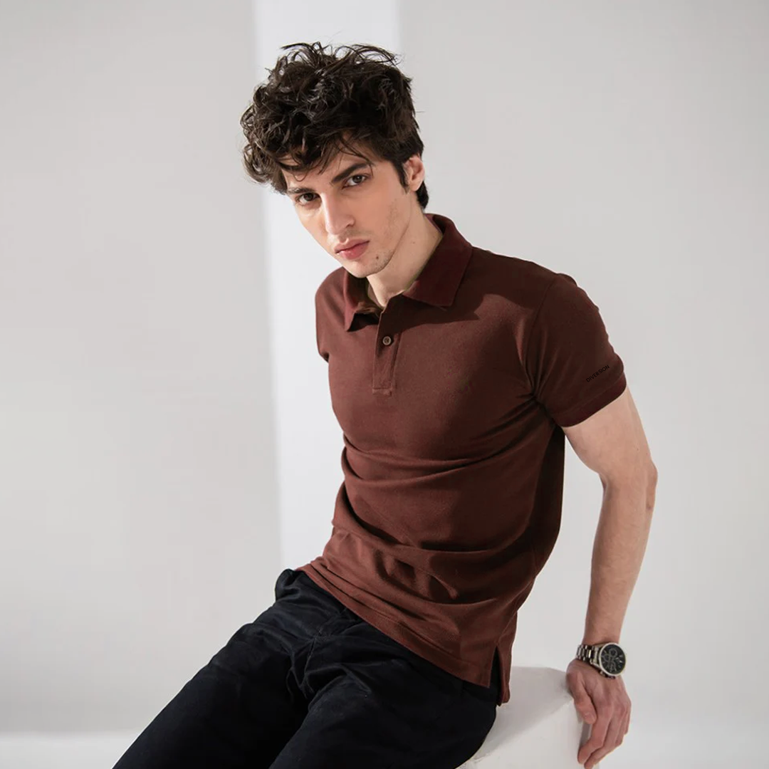 Brown Pique Polo t-shirt